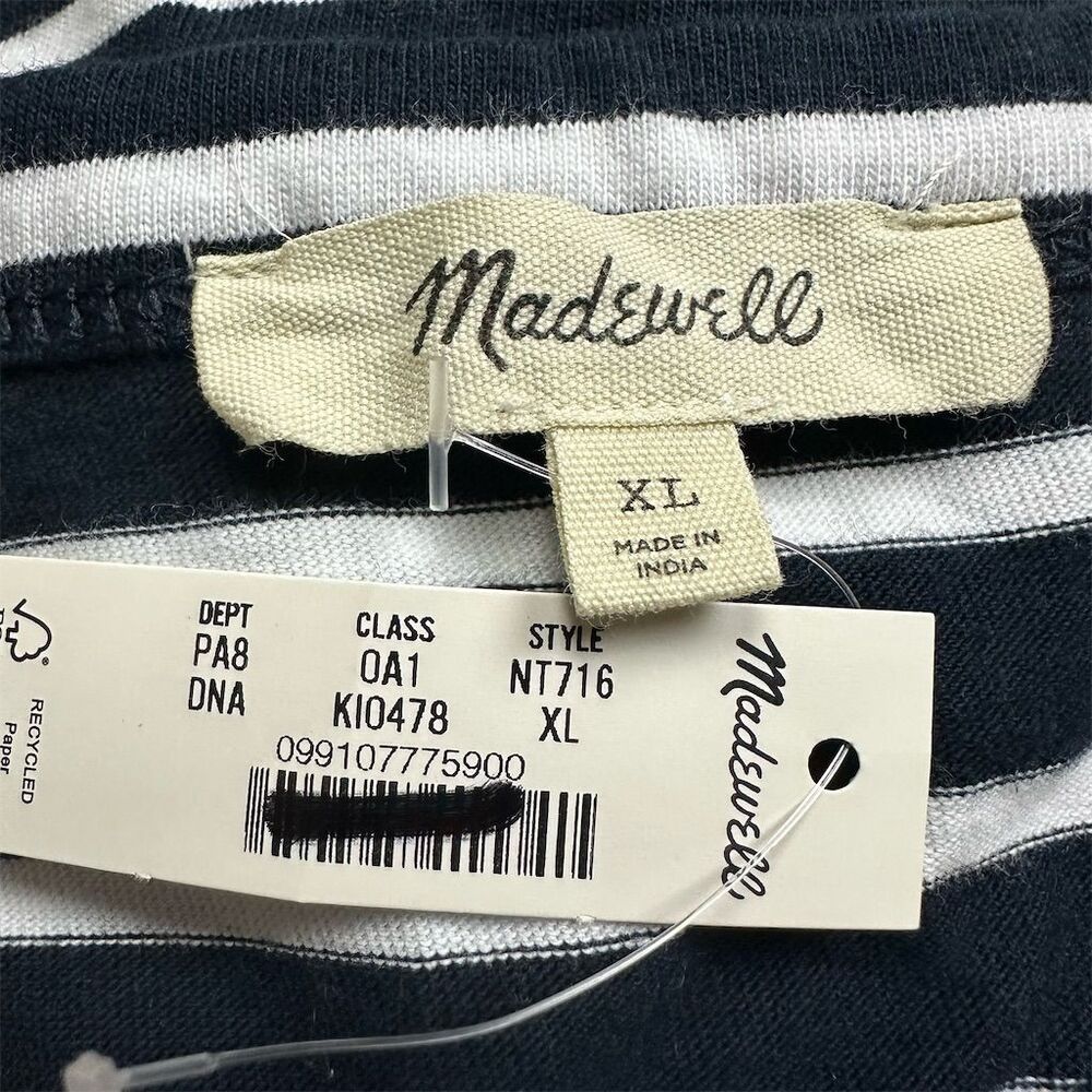 NWT Madewell Women's XL Perfect Crewneck Tee in Allday Jersey Navy White Casual - Picture 6 of 7